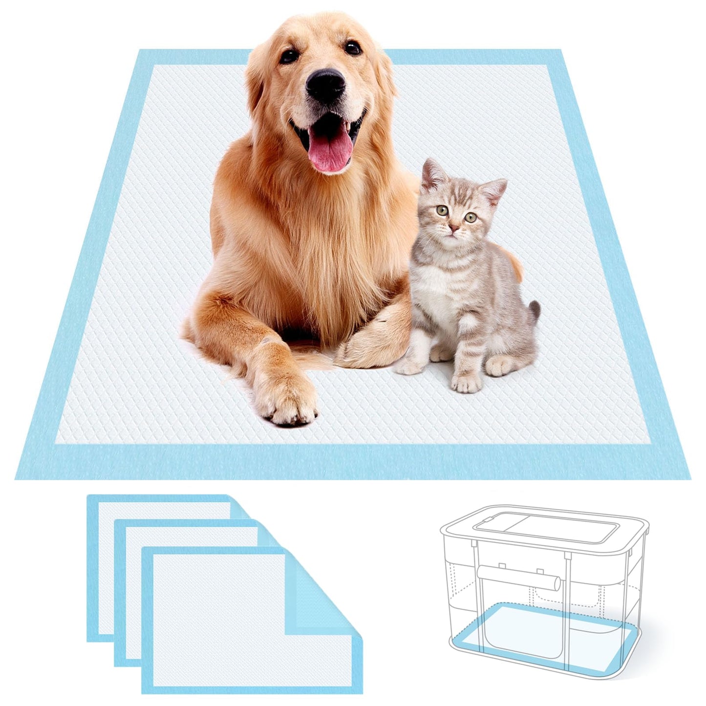 Puppy Pads with Leak-Proof Quick-Dry Design for Square Pet Playpen Standard Absorbency Dog Training Pads Dog Potty Pads for Cat Cage and Dog Crate (Medium(20 Count - 35.4”*23.6”))