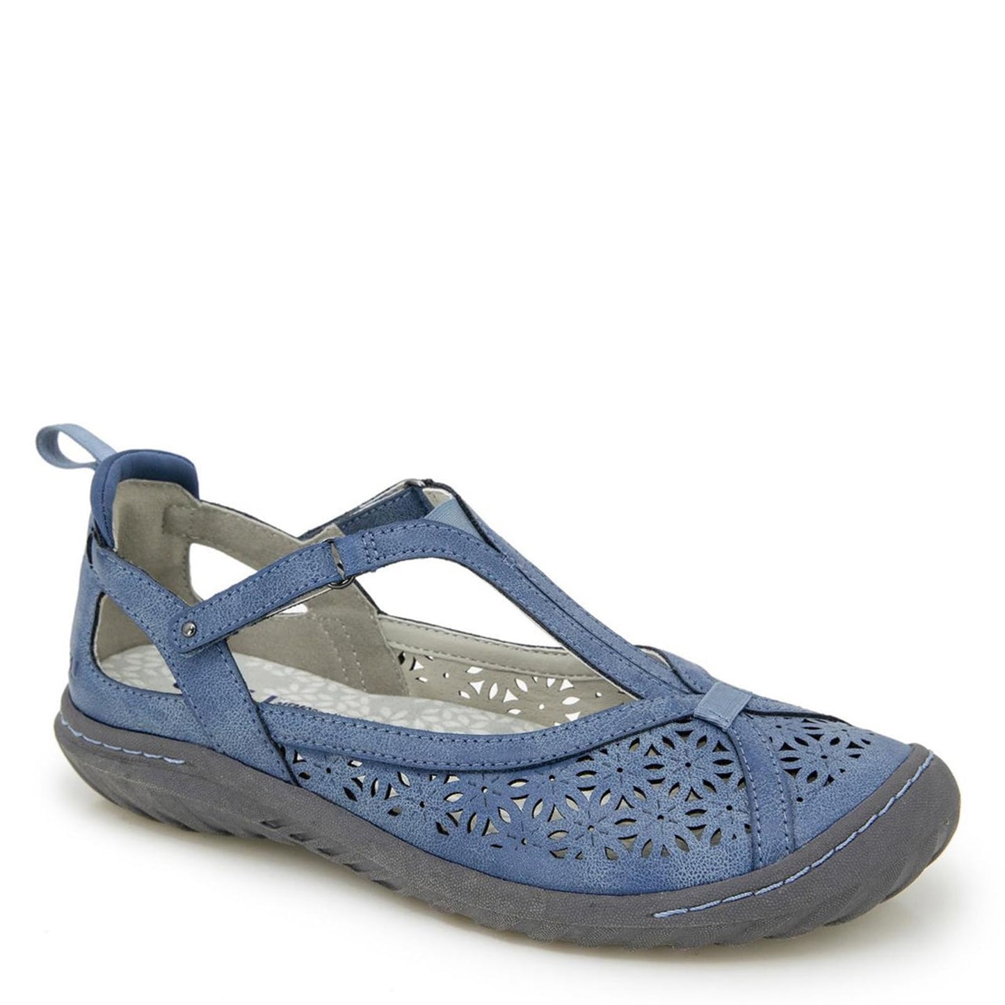 JBU by Jambu Womens Daffodil Comfort Casual Classic Mary Jane T-Strap Flats Fashion Shoes Denim 6.5 Wide