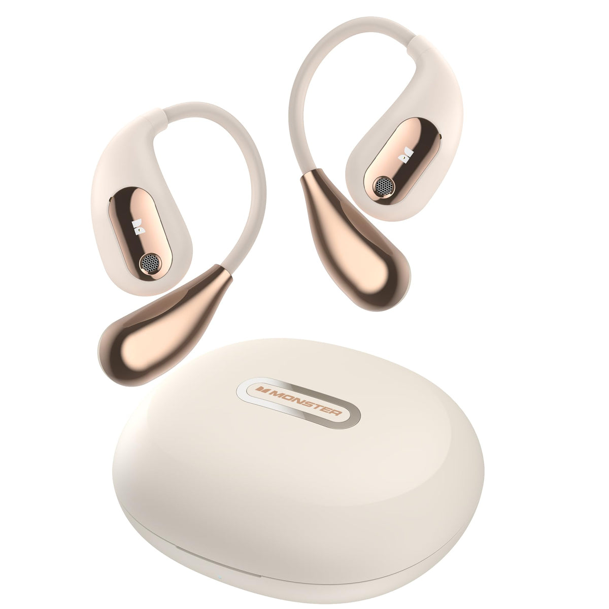 Monster Open Ear AC210 Headphones Bluetooth 5.4 Earphones Stereo Sound Wireless Headphones 30 Hours Playback Type-C Charging HD Clear Calls Touch Control IPX5 Waterproof Open Ear EarbudsWhite