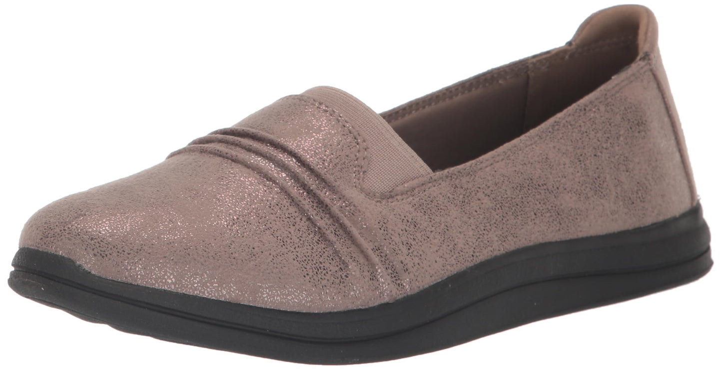 Clarks Womens Breeze Sol Loafer Taupe Metallic Synthetic 7.5 Wide