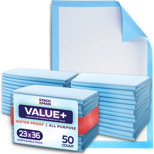 Chucks Pads Disposable [50-Pack] Underpads 23x36 Incontinence Chux Pads Absorbent Fluff Protective Bed Pads Pee Pads for Babies Kids Adults & Elderly | Puppy Pads Large for Training Leak Proof