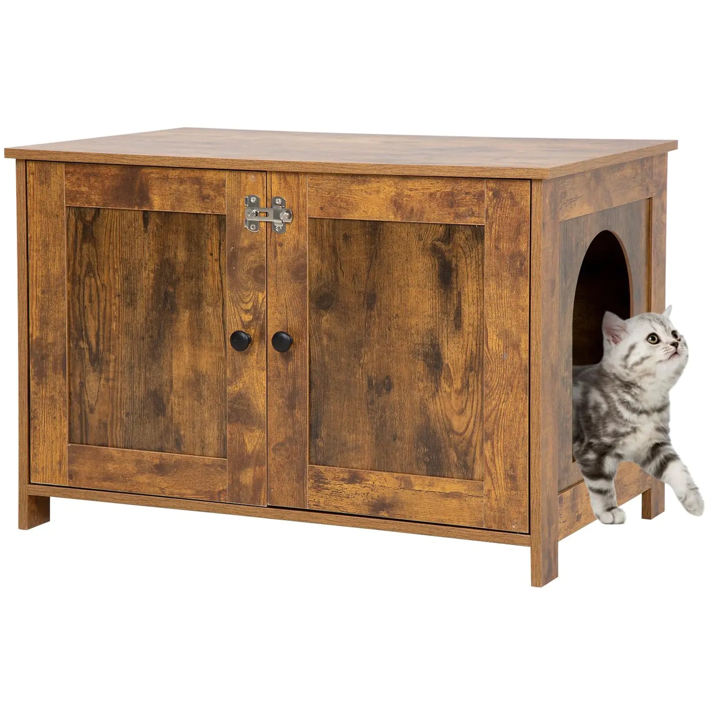 BestPet Cat Litter Box Enclosure Furniture HiddenWooden Cat Washroom Furniture Storage Cabinet Pet Crate House End Table with Removable DividerLarge EnoughFit Most Cats and Litter Box - Trust and Believe Purple