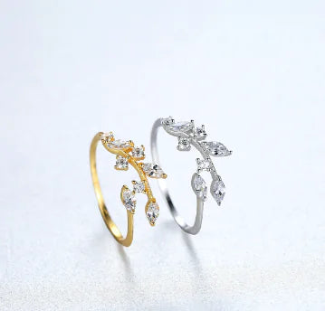 Fresh Flower Adjustable Zircon Ring for Women