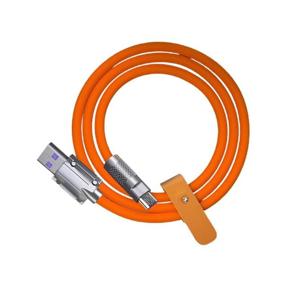Trjgtas 120W 6A Super Fast Charge USB C Charging Cable USB Type-C Charging+Data 2-in-1 Mobile Phone Cable Orange(1M)