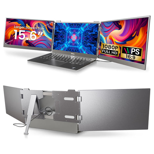 Laptop Screen Extender 15.6" FHD 1080P IPS Triple Screen Portable Monitor Lightweight 3.5lbs Plug and Play Multi Screen Monitor Extension for 13.3"-16.1" Laptop MacBook Wins Android