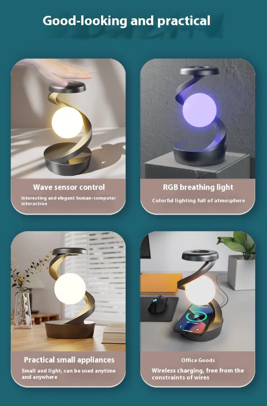 Rotating Moon Desk Lamp with Wireless Charging