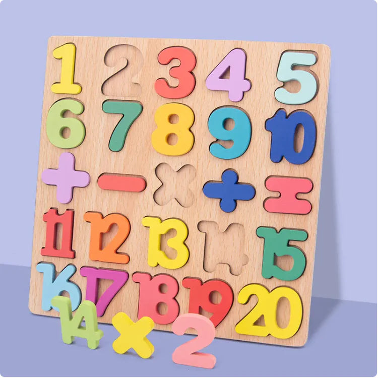 Wooden Number & Letter Match-Up Puzzle Board - Trust and Believe Purple