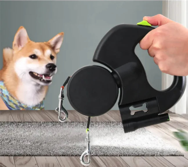 Auto Double Dog Leash – Tangle-Free Retractable Leash for Two Dogs