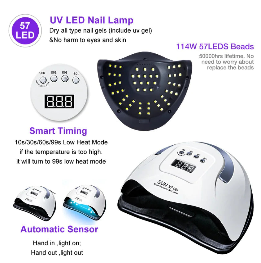 220W Nail Dryer LED Lamp UV Light Polish Gel Curing Machine